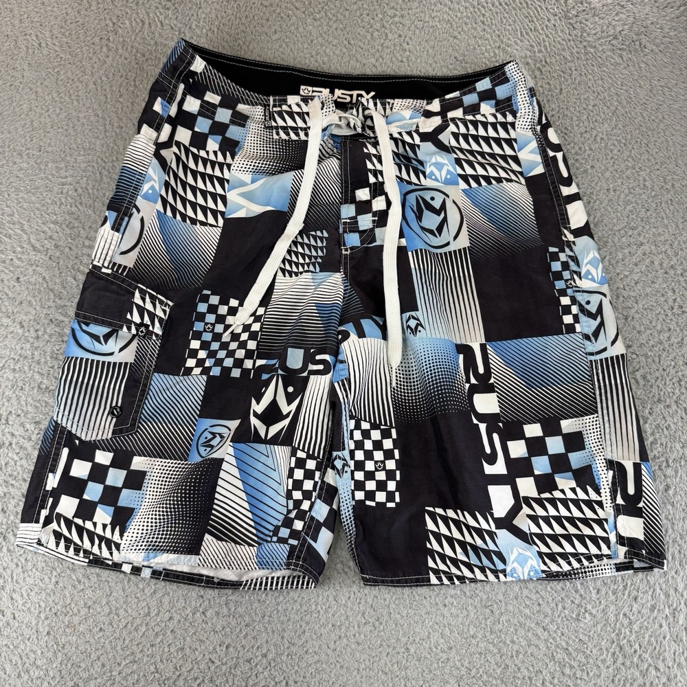RUSTY Board Swim Shorts Men's Size 32 Blue Black‎ White Skate Surf